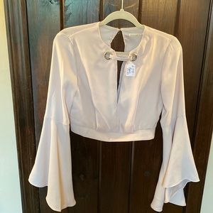 Women’s cropped bell sleeve, blouse, cream color, size small, new with tags